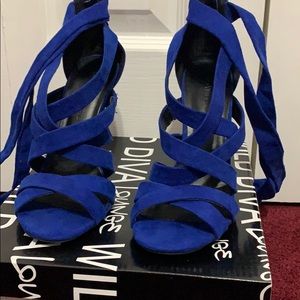 Adele Cobal Blue Suede Sandals